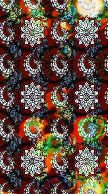 Raster stili kumaş deseni. Çiçekler suluboya çizim deseni.