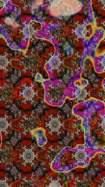 Raster illüstrasyonu. Kahverengi, kırmızı ve gri renklerde. Anti-stres için Raster soyut şablon sayfası.