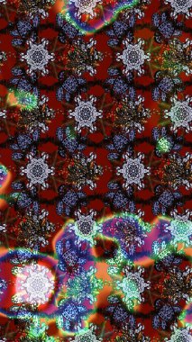 Klasik taslak çizimi. Çiçeksel kahverengi ve kırmızı çizim deseni. Raster çiçek izi..