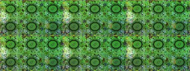 Yeşil renkte altın bir element. Barok tarzında altın çiçekli süs. Damask arkaplanı. Altın çiçekli, pürüzsüz desen.