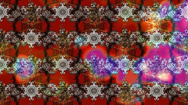 Kahverengi ve kırmızı renkte çiçekler. Raster illüstrasyonunda çiçek deseni çizimi.