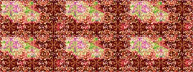 Kırmızı ve kahverengi renkte çiçekler. Renkli Bahar Teması eskiz kalıbı. Düz Çiçek Elementleri Tasarımı. Raster illüstrasyonunda çiçek deseni çizimi.