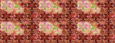 Kırmızı ve kahverengi renkte çiçekler. Renkli Bahar Teması eskiz kalıbı. Düz Çiçek Elementleri Tasarımı. Raster illüstrasyonunda çiçek deseni çizimi.