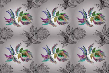 Hediye ambalaj kağıdı, tebrik kartları, posterler ve pankart tasarımı. Beyaz, kırmızı ve gri renkte çiçekler. Raster düz çiçekleri pürüzsüz desen.