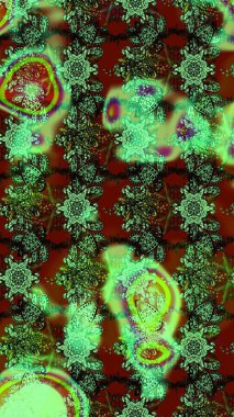 Yeşil renkli çiçekler. Çiçekli karalama şeklinde Raster çiçek deseni. Yumuşak, bahar çiçekli arka plan.