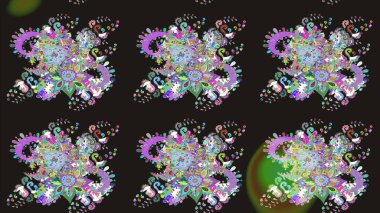 Raster illüstrasyonu. Çiçek desenli çizim. Gri renkli Asya tekstili.