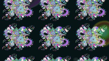 Düz Çiçek Elementleri Tasarımı. Raster Modaya uygun kumaş deseni. Gri ve mavi renkli şirin çiçek desenleri. Renkli Bahar Teması çizim şablonu.