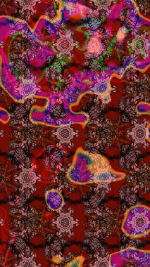 Eski usul küçük çiçekli şirin bir eskiz deseni. Moda arka planında parlak buketler. Raster illüstrasyonu. Kumaş, duvar kâğıdı ve kağıda yazdırmak için gelişen arkaplan.