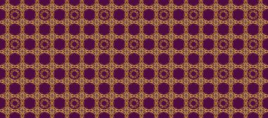 Raster illüstrasyonu. Mor, kahverengi ve bej rengi, altın elementlerle. Kusursuz altın desenli bukleler. Doğu tarzı arabesk. Raster altın desen.