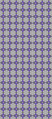 Raster el yapımı mandala, mor, gri ve beyaz renklerde renkli soyut desen.