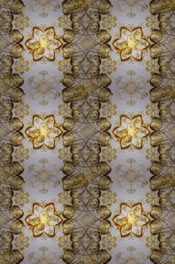 Duvar kağıdı, web sitesi arka planı, ambalaj kağıdı, davetiye, broşür, afiş veya web sitesi için kusursuz çiçek deseni kullanılabilir. Parlak elementlerin el çizimi.