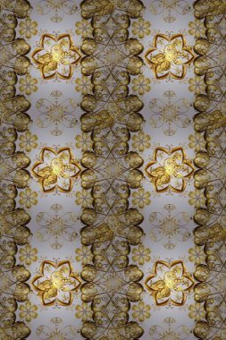 Duvar kağıdı, web sitesi arka planı, ambalaj kağıdı, davetiye, broşür, afiş veya web sitesi için kusursuz çiçek deseni kullanılabilir. Parlak elementlerin el çizimi.