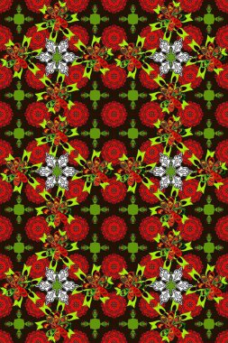 Renkli Bahar Temalı Kusursuz Arkaplan. Düz Çiçek Elementleri Tasarımı. Raster kusursuz. Güzel kumaş deseni. Çiçek deseni.