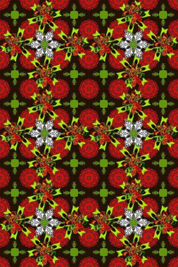 Renkli Bahar Temalı Kusursuz Arkaplan. Düz Çiçek Elementleri Tasarımı. Raster kusursuz. Güzel kumaş deseni. Çiçek deseni.