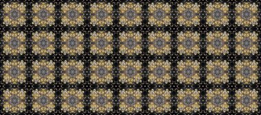 Gri, kahverengi ve bej renklerde altın elementlerle kusursuz desen. Klasik raster sarısı, kusursuz desen. Klasik klasik klasik arka plan. Geleneksel oryantasyon süsü.