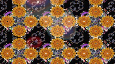 Süslü kumaş deseni. Raster deseni. Çiçekli çiçek deseni, suluboya..