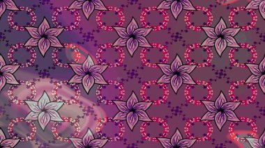 Çiçek buketleriyle klasik bir eskiz şekli. Mor renklerde. Raster illüstrasyonu.