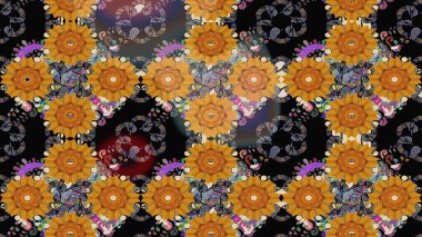 Süslü kumaş deseni. Raster deseni. Çiçekli çiçek deseni, suluboya..