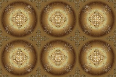 Doğu tarzı arabesk. Hassas altın deseni açın. Parlak dantel, stilize çiçekler, şal desenli. Kusursuz altın desenli bukleler. Güzel renklerde ve altın elementlerle kusursuz desen. Raster illüstrasyonu