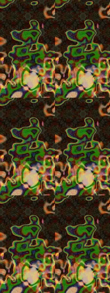 Raster illüstrasyonu. El çizimi çiçekli soyut çizim kalıbı. Kahverengi ve yeşil renkte çiçekler.