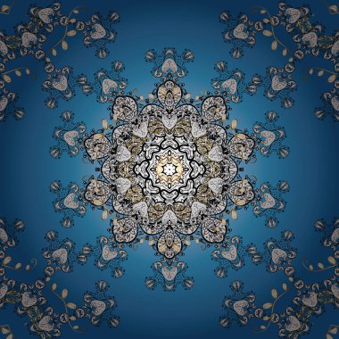 Vektör renkli tasarım soyut mandala kutsal geometri çizimi beyaz, mavi ve siyah renkler üzerine.