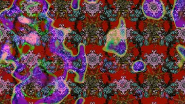 Kırmızı ve kahverengi renkte zarif çiçekli suluboya. Raster illüstrasyonu. Renkli Bahar Teması eskiz kalıbı. Düz Çiçek Elementleri Tasarımı.