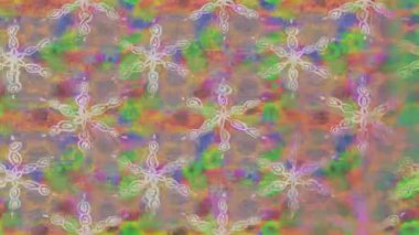 Renkli unsurlarla hareketli arka plan görüntüleri. Çiçekler. Eski model. Bayrak tarzı. Video kaydı. Şablon. Döngü. Kusursuz..