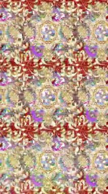 Renkli unsurlarla hareketli arka plan görüntüleri. Çiçekler. Eski model. Bayrak tarzı. Video kaydı. Şablon. Döngü. Kusursuz..