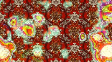 Çiçek kompozisyonu, el boyası, hassas şablon. Kahverengi ve kırmızı renkte manzaralı çiçek deseni. Sevgililer günü ve tebrik kartı konsepti için şık bir davetiye. Üst görünüm, yumuşak biçim.