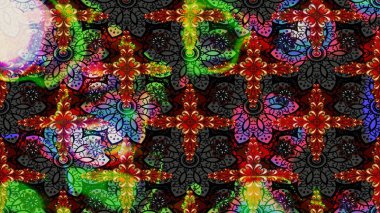 Süslü kumaş deseni. Renkli Bahar Teması eskiz kalıbı. Düz Çiçek Elementleri Tasarımı. Raster illüstrasyonunda çiçek deseni çizimi.