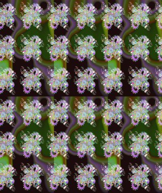Cute flower raster pattern. Flowers on green and gray colors. Flat Flower Elements Design. Colour Spring Theme sketch pattern Background.