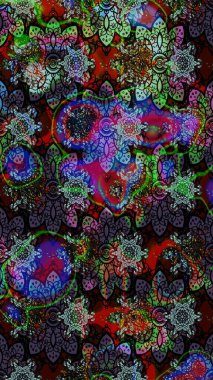 Çizim kalıbı. Ultraviyole kumaş deseni. Organik motif arka planı. Raster illüstrasyonu.