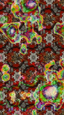 Kahverengi ve kırmızı renklerde. Raster illüstrasyonu. Kahverengi ve kırmızı renkte kahverengi ve kırmızı papatya deseni.