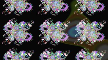 El çizimi çiçekli soyut çizim kalıbı. Siyah ve nötr renklerde çiçekler. Raster illüstrasyonu.