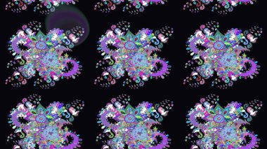 Siyah ve mavi renkte çiçekler. Raster illüstrasyonu. Çizim çiçek deseni duvar kağıdı için kullanılabilir.