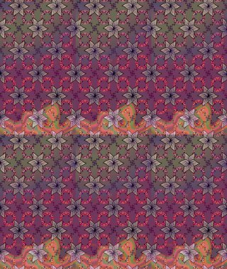 Renkli Bahar Teması eskiz kalıbı. Kahverengi renkli çiçekler. Raster illüstrasyonundaki çiçek desenli çizim. Düz Çiçek Elementleri Tasarımı.