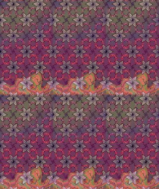 Renkli Bahar Teması eskiz kalıbı. Kahverengi renkli çiçekler. Raster illüstrasyonundaki çiçek desenli çizim. Düz Çiçek Elementleri Tasarımı.