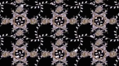 Çiçek izi. Suluboya tarzında siyah renkte çiçekler. Suluboya çizim deseni.