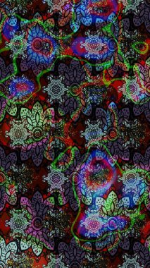 Parlak çiçekli kolaj çiçekleri siyah ve kahverengi. Çiçekli zambakların eskiz geçmişi. Çiçek tasarımı için inanılmaz kolaj cennet tarzı..