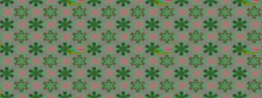 Raster deseni. Bahar çiçekleri dallı desen, yeşil ve gri renkler çiçekli siluet.