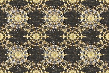 Klasik klasik klasik arka plan. Kahverengi ve beyaz renklerde altın elementlerle kusursuz desen. Geleneksel oryantasyon süsü. Kusursuz klasik raster altın desenli.