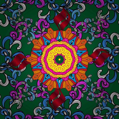 Siyah ve yeşil renkli çiçekler. Raster illüstrasyonunda kusursuz çiçek deseni.