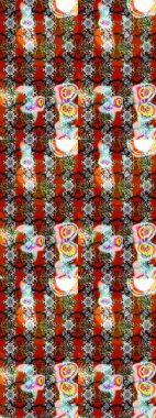 Düz Çiçek Elementleri Tasarımı. Raster illüstrasyonundaki çiçek desenli çizim. Renkli Bahar Teması eskiz kalıbı. Gri ve kırmızı renkte çiçekler.