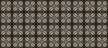 Klasik raster sarısı, kusursuz desen. Çiçek süsü kumaş deseni, cam, çiçek desenli metal gri, kahverengi ve bej renkli altın elementler..