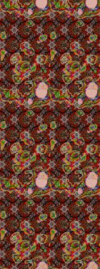 Renkli Bahar Teması eskiz kalıbı. Çiçeksel fantezi tasarımı ve parlak bir arka plan çizimi. Düz Çiçek Elementleri Tasarımı.