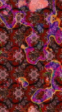 Çiçek deseni. Chichi 'nin kumaş kalıbını çiz. Renkli Bahar Teması eskiz kalıbı. Raster illüstrasyonu. Düz Çiçek Elementleri Tasarımı.