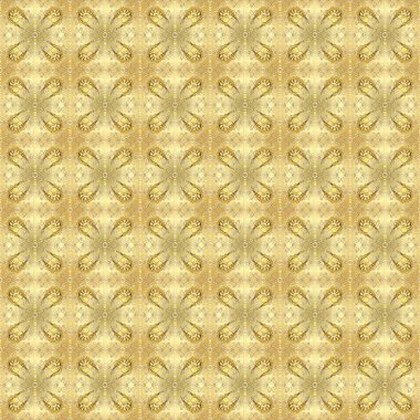 Tekrarlayan elementlerle soyut arkaplan oluşturun. Raster illüstrasyonu. Bej, sarı ve nötr renklerde altın rengi ve altın elementler. Kusursuz, klasik altın desen..