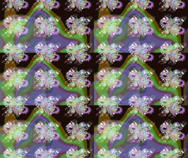 Küçük çiçekteki sevimli çiçek deseni. Gri ve yeşil renkte çiçekler.