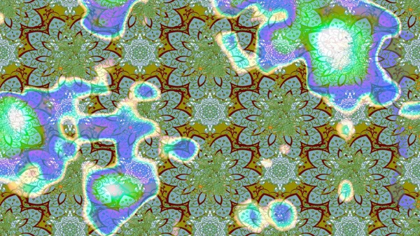 Raster deseni. Sanat ilham verici ve mavi renkli çiçekler ve arkasında iz bırakıyor. Karalama çiçekleri çizim kalıbı. Yeşil ve mavi el çizimi desen.