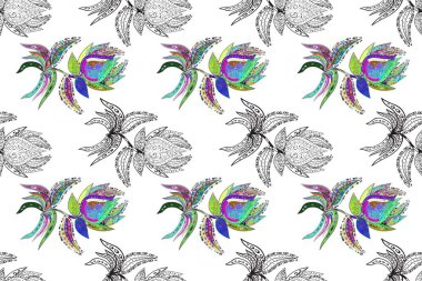 Elle çizilmiş çiçek deseni (fayans). Sevimli çiçeklerle, desenli, kırmızı, beyaz ve gri renklerle renksiz desenli. Tekstil için suluboya desensiz.